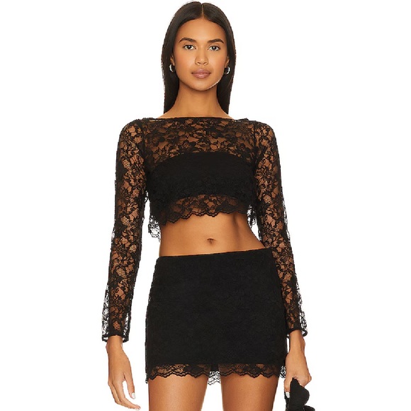Lovers + Friends GRACIA crop top black lace XS - Picture 4 of 4